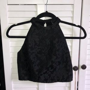 Black lace crop top